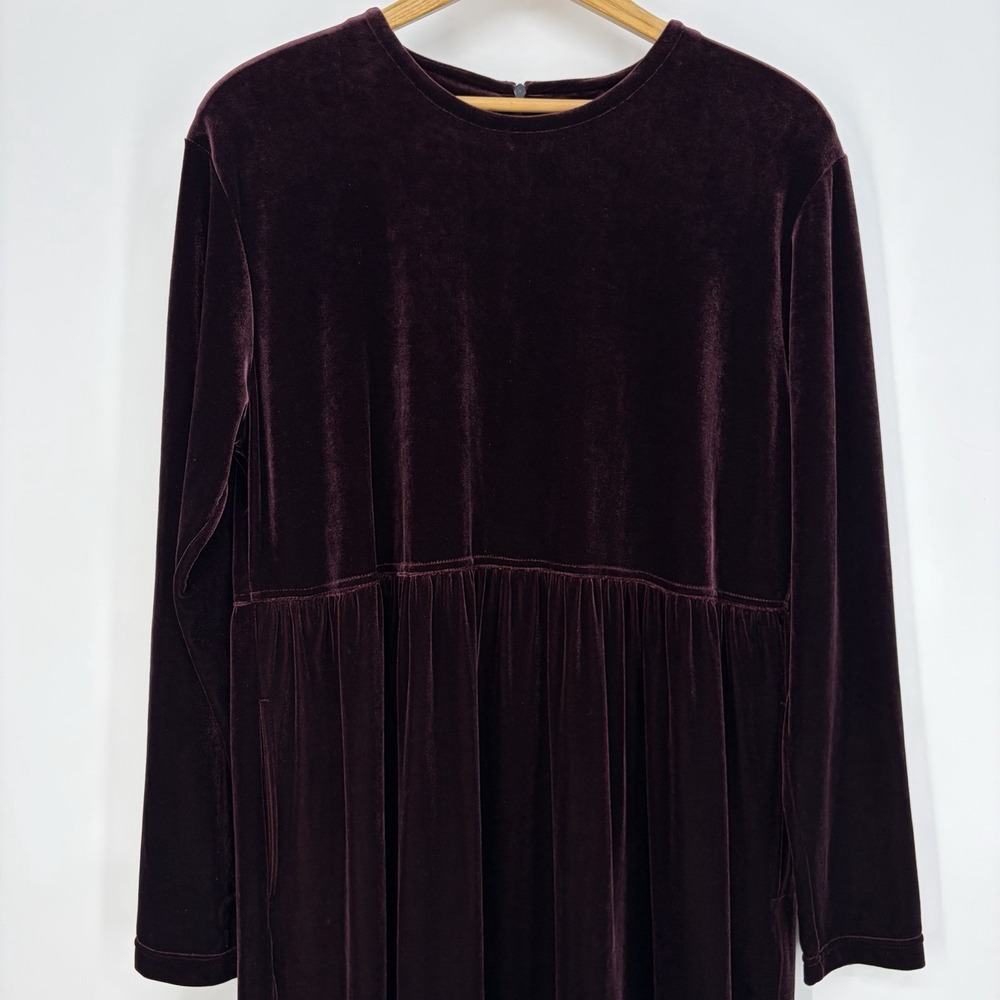 Vtg Jacqueline Ferrar Purple Velvet Maxi Dress 12M Long Sleeve Soft Fall 90s 12